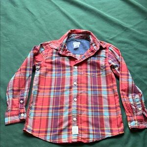 Carter's Orange and Blue Plaid Button Down Shirt